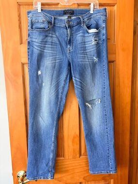 Banana Republic Distressed Blue Straight-Leg Jeans